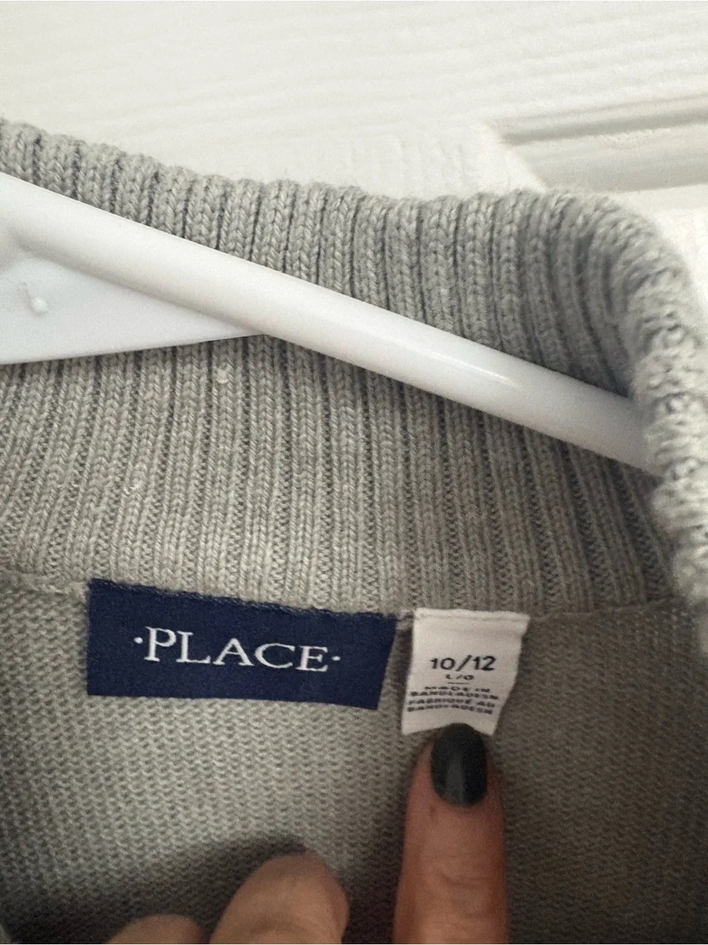 The Children's Place Men's Light Gray Zip-Up Sweater